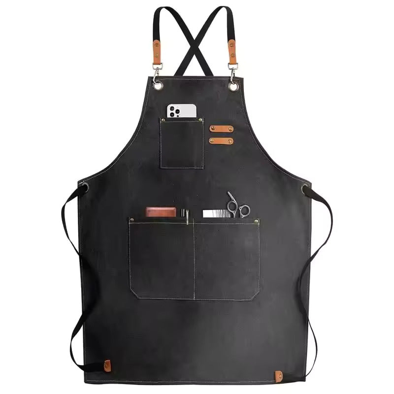 Household Canvas Apron Oil-proof  Can Wipe Hands  Kitchen CookingMen Women Adult With Tool Pockets Fashion Coffee Over